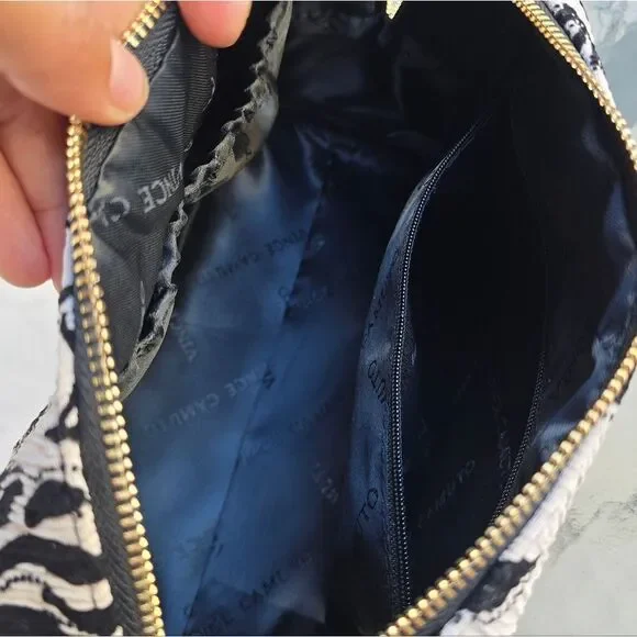 New- Vince Camuto Black and Cream Floral Women's Pouch - Picture 6 of 9